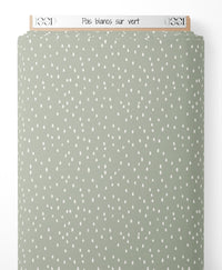 Tissu - Pois blancs sur vert
