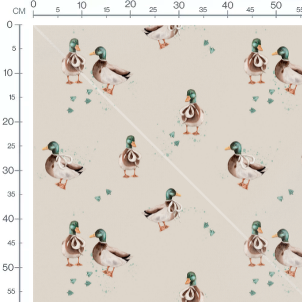 Tissu - Canards foulard sur fond beige