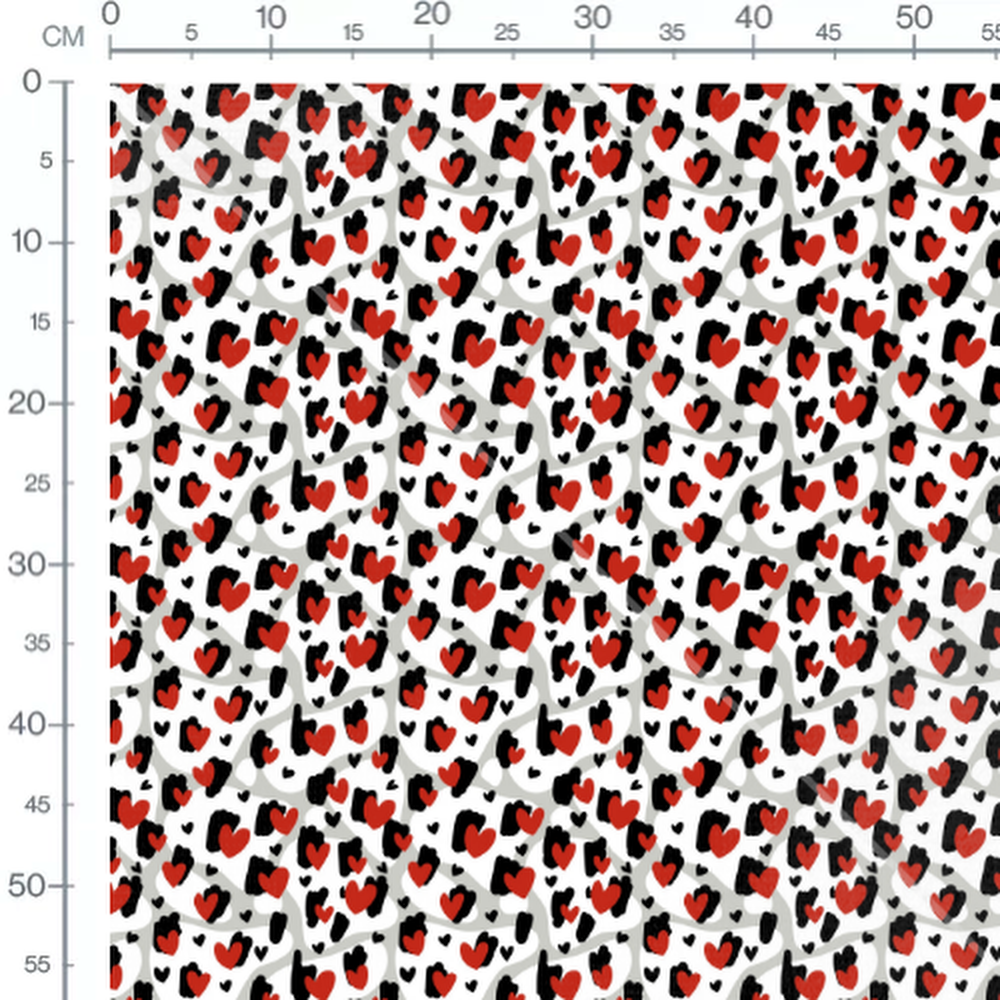 Tissu - Cœurs rouges et noirs