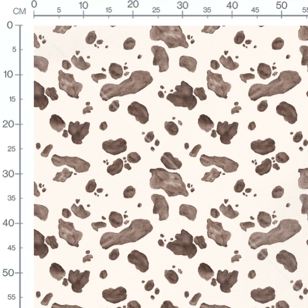 Tissu - Taches marron sur fond crème