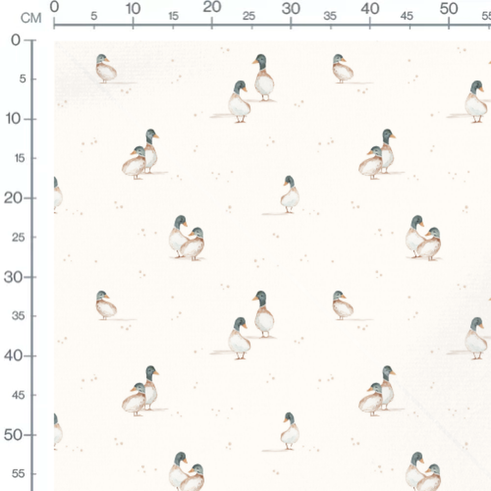 Tissu - Canards doux sur fond crème