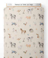 Tissu - Animaux de ferme sur beige