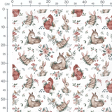 Tissu - Lapins et renards pastel