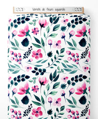 Tissu - Variété de fleurs aquarelle