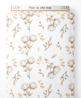 Tissu - Fleurs de coton beige