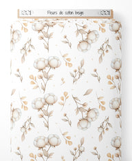 Tissu - Fleurs de coton beige
