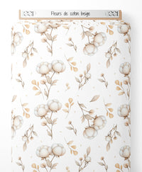 Tissu - Fleurs de coton beige