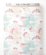 Tissu - Nuages et étoiles pastel