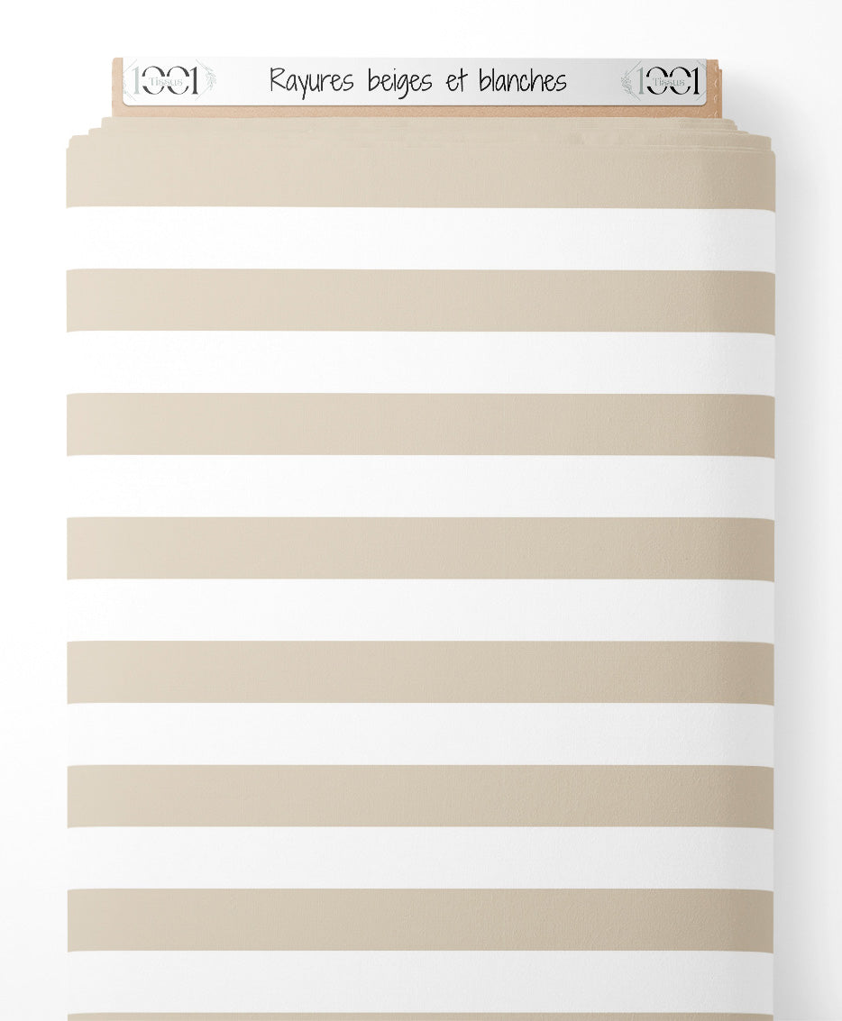 Tissu - Rayures beiges et blanches