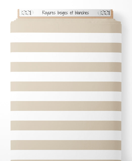 Tissu - Rayures beiges et blanches