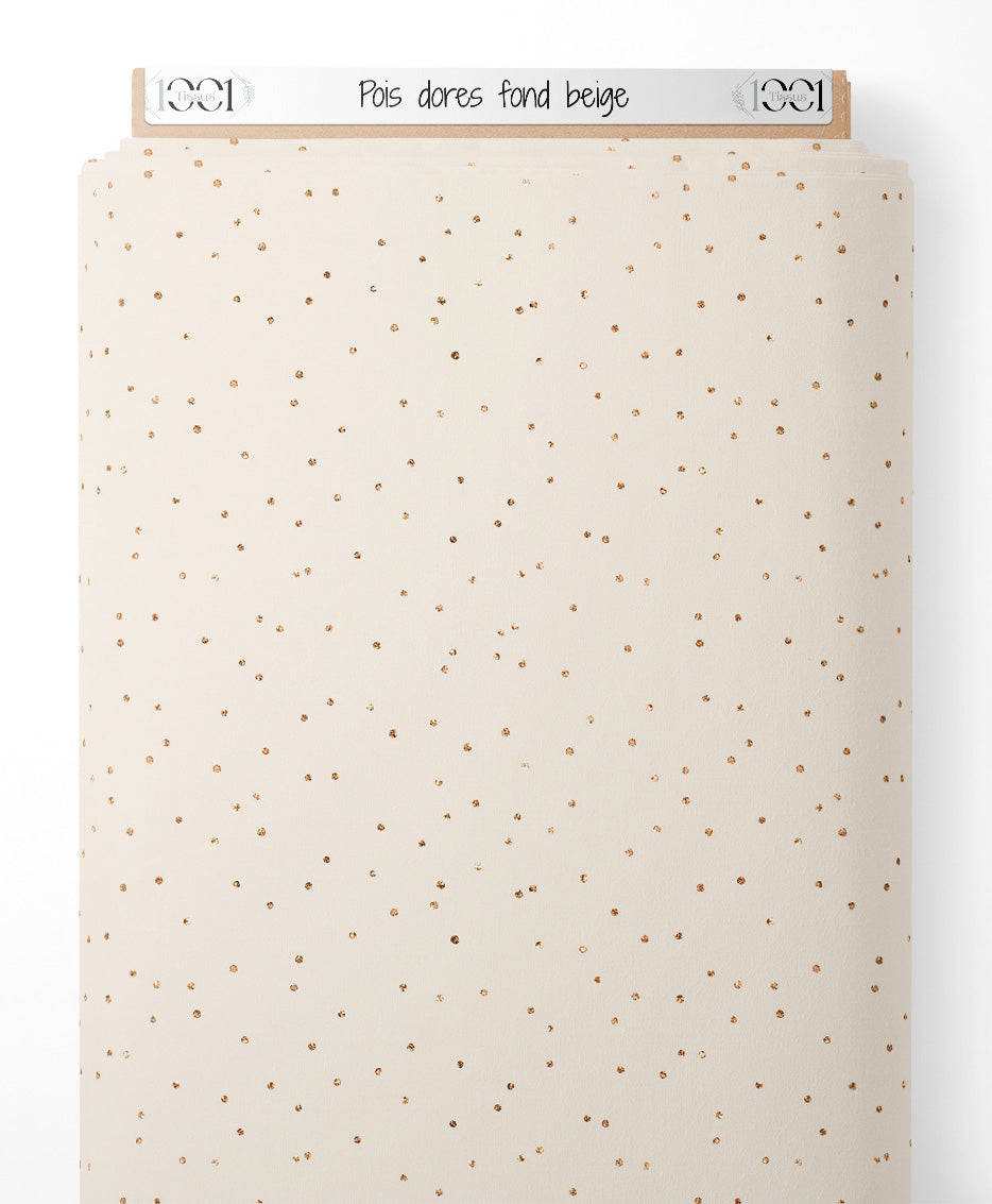 Tissu - Pois dorés sur fond beige