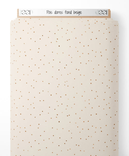 Tissu - Pois dorés sur fond beige