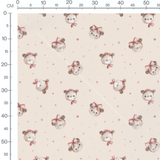Tissu - Oursons beige et pois roses