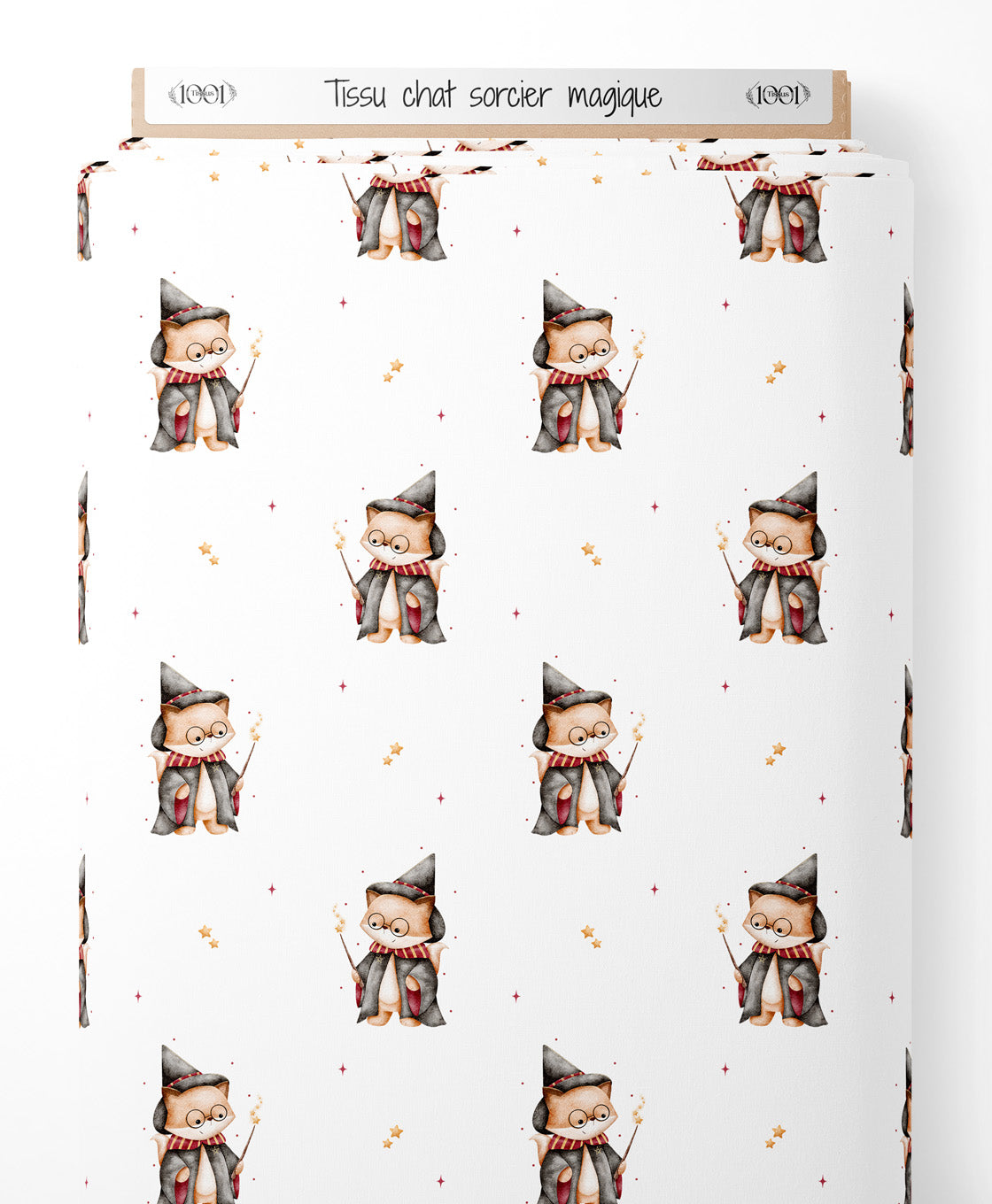 Tissu - chat sorcier magique