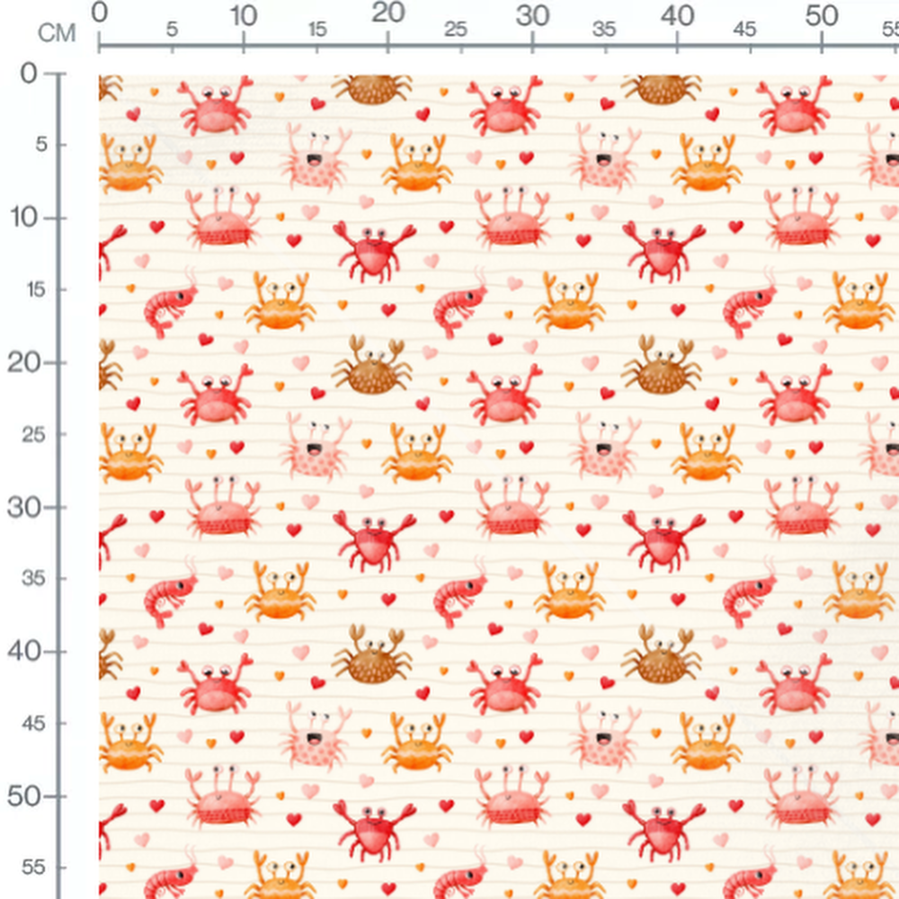 Tissu - Crabes et crevettes joyeux