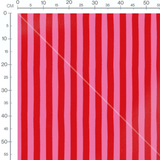 Tissu - Rayures rouges sur rose