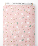 Tissu - Fleurs roses sur fond rose 2