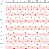 Tissu - Fruits variés sur rayures