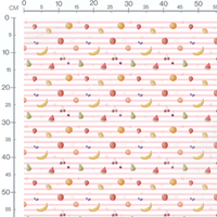 Tissu - Fruits variés sur rayures