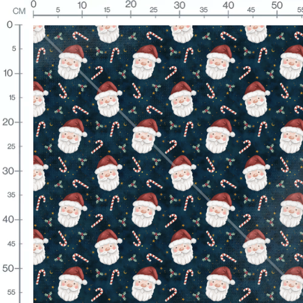Tissu - Pères Noël et cannes
