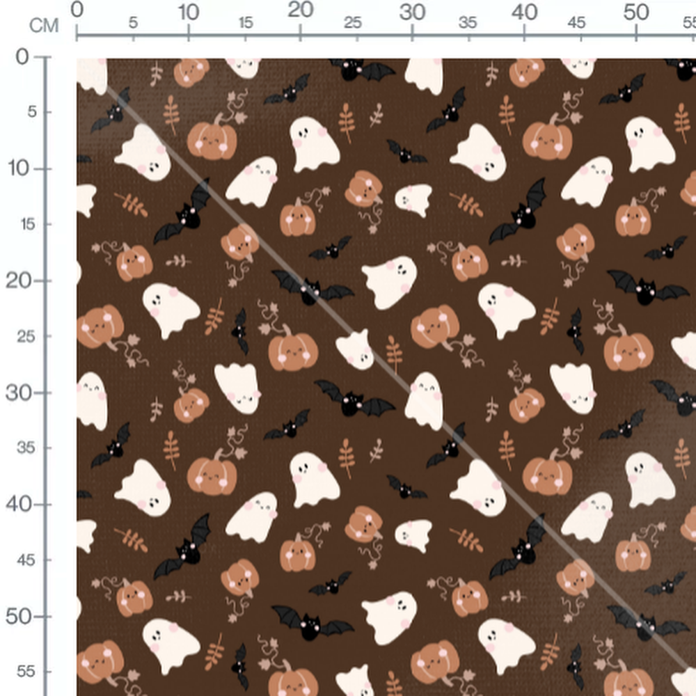 Tissu - Fantômes joyeux et citrouilles 2