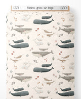 Tissu - Baleines grises sur beige