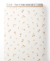 Tissu - Fleurs et feuilles marron clair 2