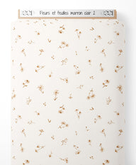 Tissu - Fleurs et feuilles marron clair 2