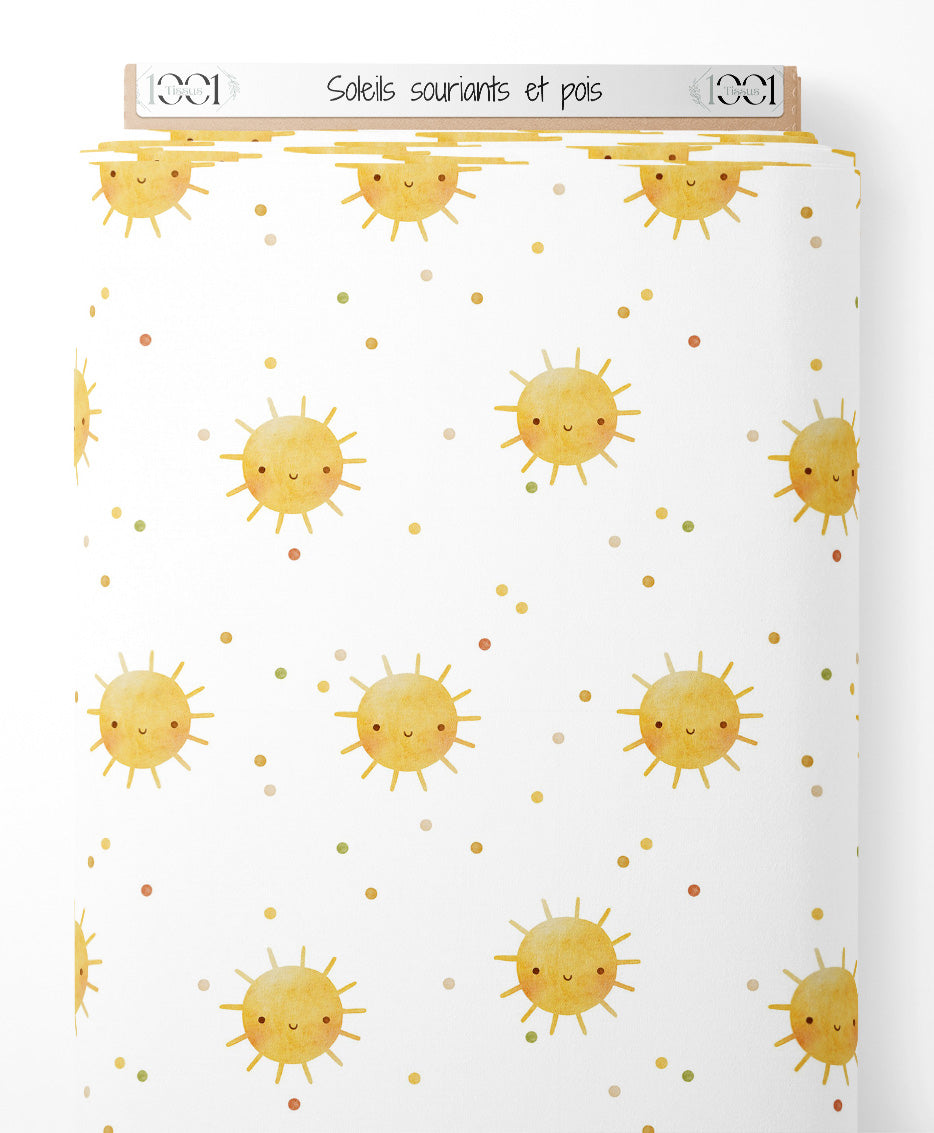 Tissu - Soleils souriants et pois