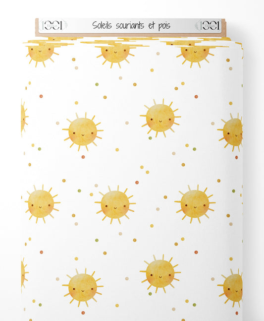 Tissu - Soleils souriants et pois