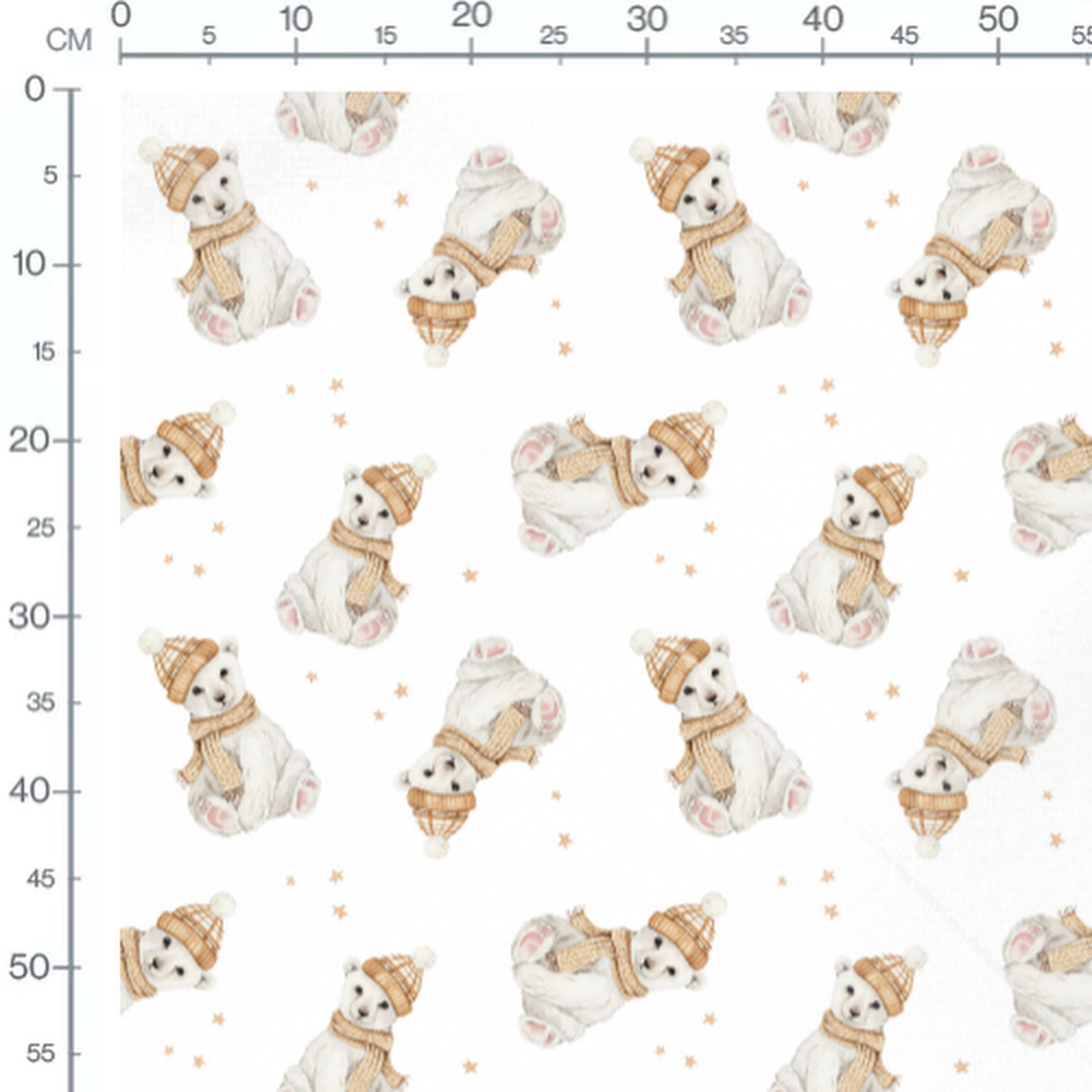 Tissu - Ours polaires sur fond blanc