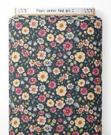 Tissu - Fleurs variées sur fond gris 2