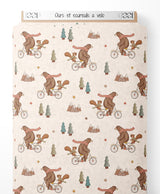 Tissu - Ours et écureuils à vélo