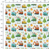 Tissu - Véhicules joyeux sur bleu clair