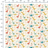 Tissu - Dinosaures et plantes colorés
