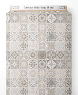 Tissu - Carreaux étoilés beige et gris