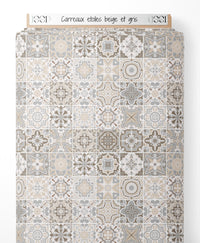 Tissu - Carreaux étoilés beige et gris