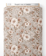 Tissu - Bouquets roses et blanches