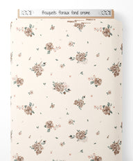 Tissu - Bouquets floraux sur fond crème