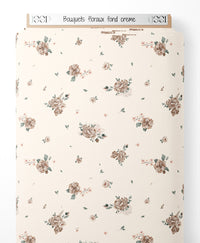 Tissu - Bouquets floraux sur fond crème