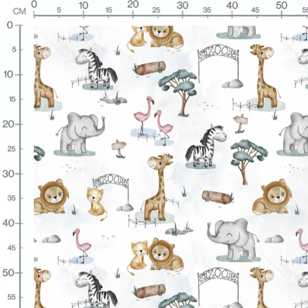 Tissu - Animaux de zoo adorables
