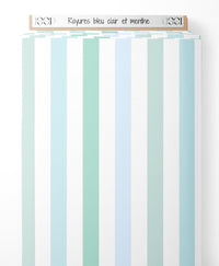 Tissu - Rayures bleu clair et menthe