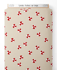 Tissu - Spirales festives sur beige