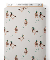 Tissu - Canards et feuilles vertes