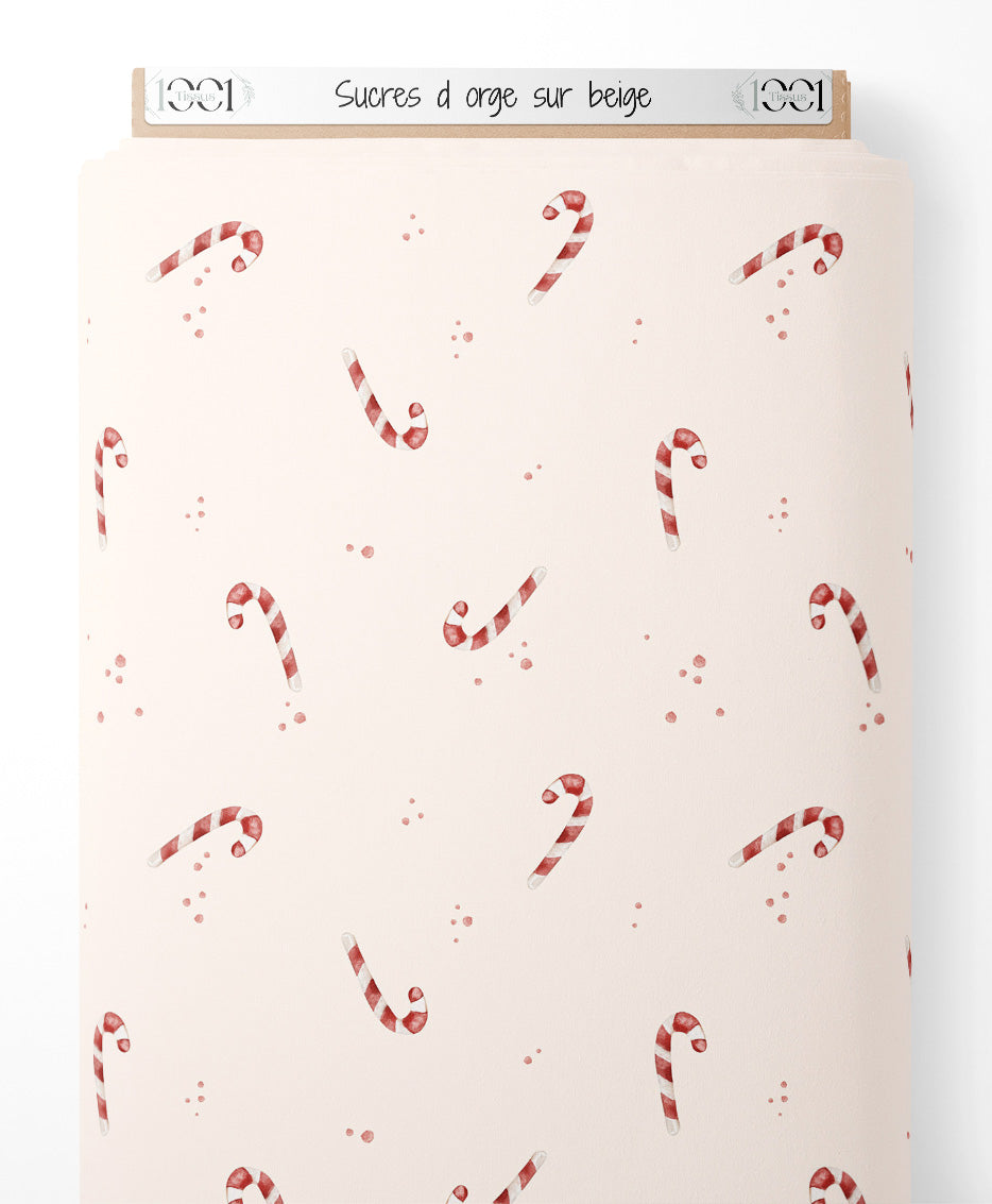Tissu - Sucres d'orge sur beige