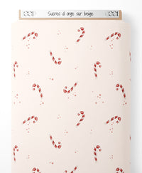Tissu - Sucres d'orge sur beige
