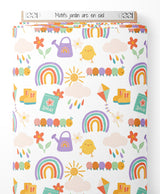 Tissu - Motifs jardin arc-en-ciel