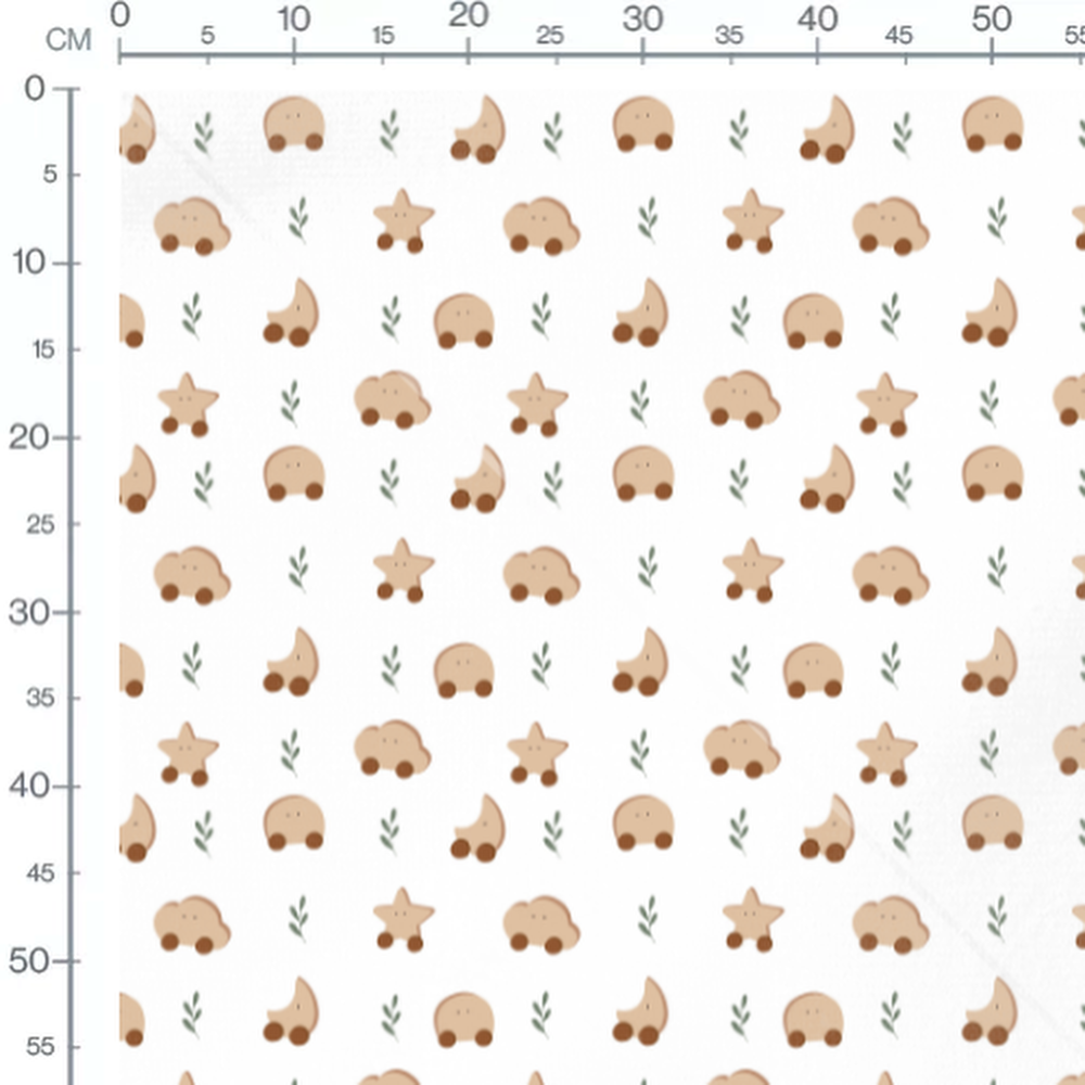 Tissu - Jouets en bois et feuilles