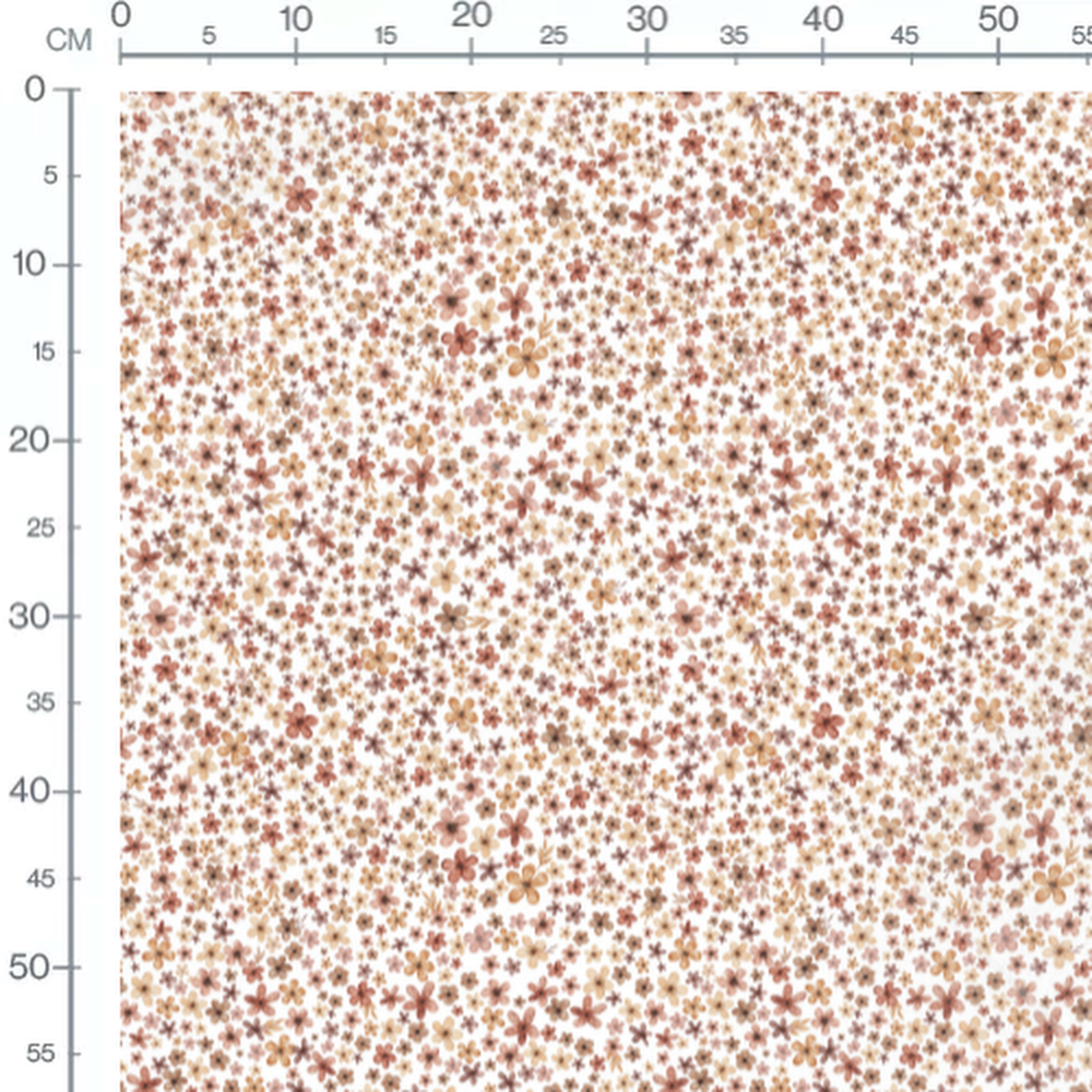 Tissu - Fleurs marron et beige