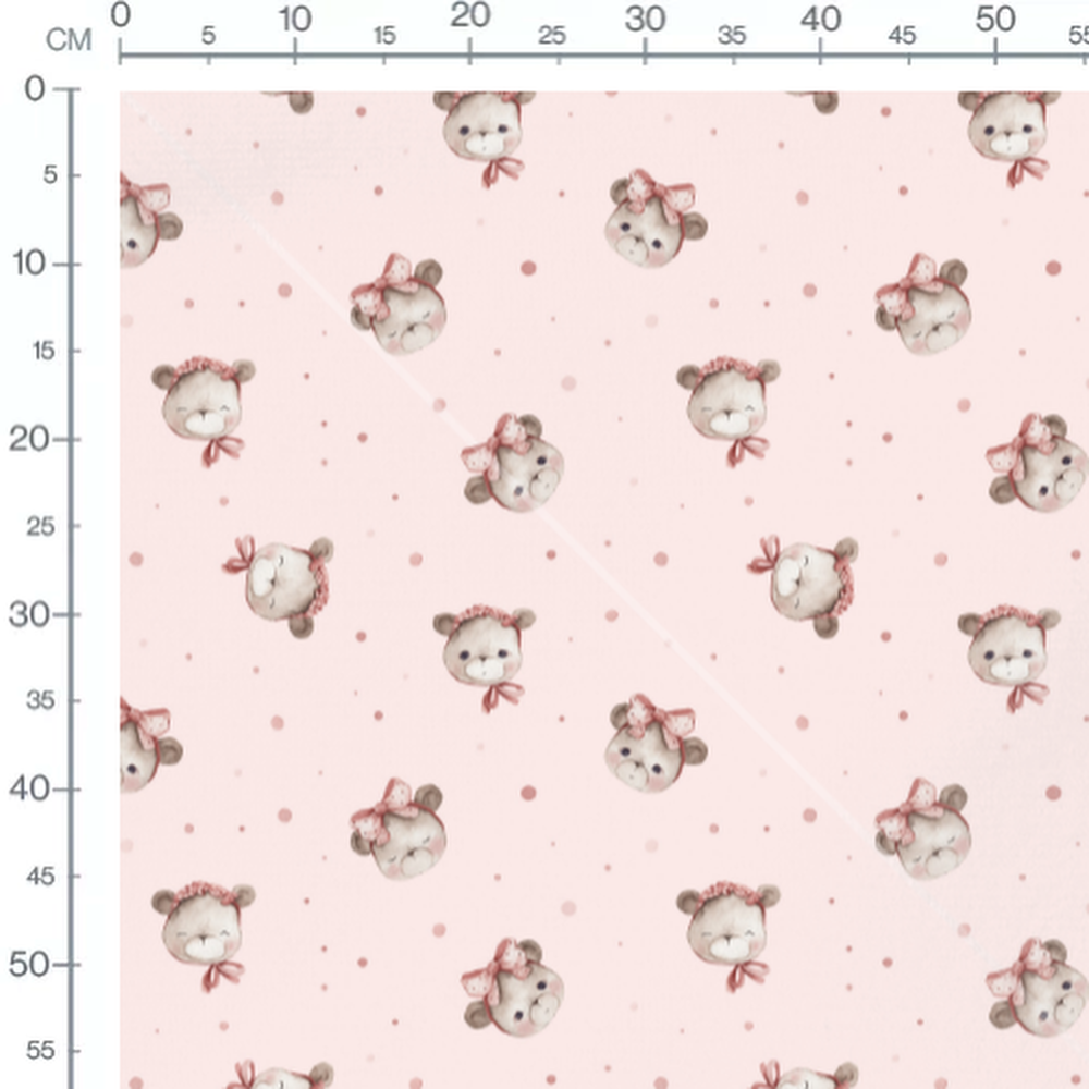 Tissu - Oursons roses sur fond rose